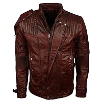 Men's Comic Super Hero Star The Lord Leather Maroon Waxed Jacket in Sizes XS to 5XL