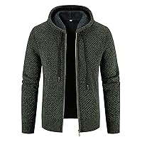 Men's Full Zip Knitted Cardigan Sweater Cable Knit Sweater With Pocket Slim Fit Winter Coats