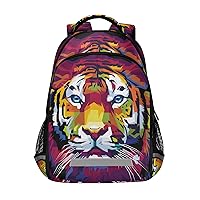 ALAZA Colorful Tiger Animal Print Pop Art Backpack Purse for Women Men Personalized Laptop Notebook Tablet School Bag Stylish Casual Daypack, 13 14 15.6 inch