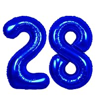 40 inch Navy Blue Number 28 Balloon, Giant Large 28 Foil Balloon for Birthdays, Anniversaries, Graduations, 28th Birthday Decorations for Kids
