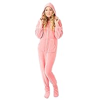 Hooded Plush Footed Pajamas Onesie with Drop Seat for Men & Women