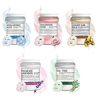 Jelly Mask for Facials Professional Hydrating Deep Cleaning Face Mask Set - 115Fl Oz 5 Treatments (Hyaluronic Acid,Bulgari Rose,24K Gold,Lavender Essence,Tea tree)