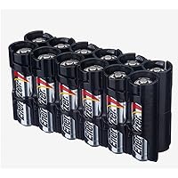 by Powerpax AA Battery Storage Caddy, Black, Holds 12 Batteries (Not Included)