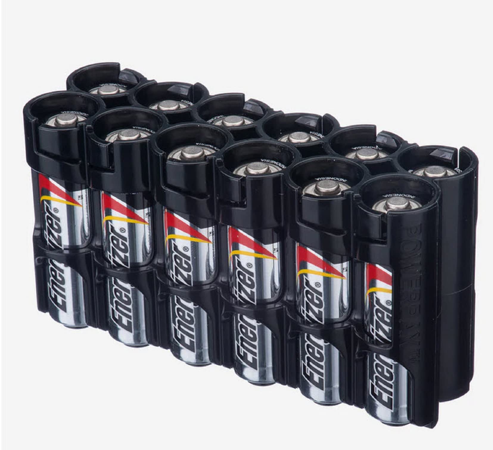 Storacell 12AATB by Powerpax AA Battery Caddy, Black, Holds 12 Batteries