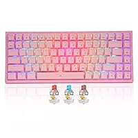 Mechanical Keyboard 60%, Wired Bluetooth Gaming Keyboard, Red Switches, RGB Backlight, CQ84 Wired Keyboard, 84 Keys, for Windows PC, Mac,Smartphone