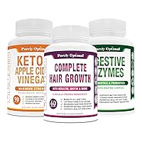 Purely Optimal Premium Keto Pills + Apple Cider Vinegar Capsules with Mother + Premium Hair Growth for Women & Men - Hair Growth Vitamins w/Biotin & Keratin + Premium Digestive Enzymes Plus Prebiotic