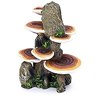 Deco-Replicas Tree Trunk with Shelf Mushrooms Aquarium Decoration – Safe for Freshwater and Saltwater Fish Tanks – Medium