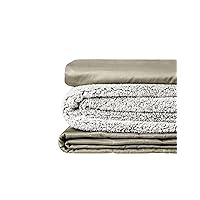 YnM Weighted Blanket and Duvet Covers — Hot and Cold Duvet Cover Set (3 Pieces) — (Teddy Bear Velvet Khaki, 36''x48'' 5lbs), Suit for One Person(~40lb) Use on Twin Bed