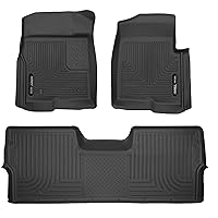Husky Liners - Weatherbeater | Fits 2009 - 2014 Ford F - 150 SuperCrew Cab w/o Manual Shifter - Front & 2nd Row Liner (Footwell Coverage) - Black, 3 pc. | 98331