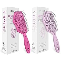 pink & Fiora Naturals Hair Detangling Brush -100% Bio-Friendly Detangler hair brush w/Ultra-soft Bristles- Glide Through Tangles with Ease, (Pink & Hot Pink)