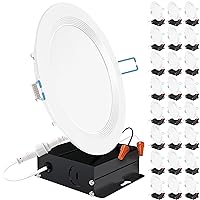 Sunco Lighting 24 Pack 6 Inch Slim LED Downlight, Baffle Trim, Junction Box, 14W=100W, 850 LM, Dimmable, 6000K Daylight Deluxe, Recessed Jbox Fixture, IC Rated, Retrofit Installation - ETL