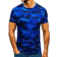Mens Summer Camouflage Tee Shirts Short Sleeve Crewneck Military Camo Shirts Lightweight Performance Dry Fit Hunting Shirts