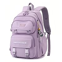 Solid Color Backpacks for Girls School Bags, Purple Elementary Bookbags Girls Backpacks Casual Daypacks, D-Purple