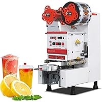 88/90/95mm Milk Tea Sealing Machine, Fully Automatic Cup Sealing Machine - Paper/Plastic, Commercial Electric Cup Sealer, 500-700 Cups/H, Quiet Operation,220v-White-1pc