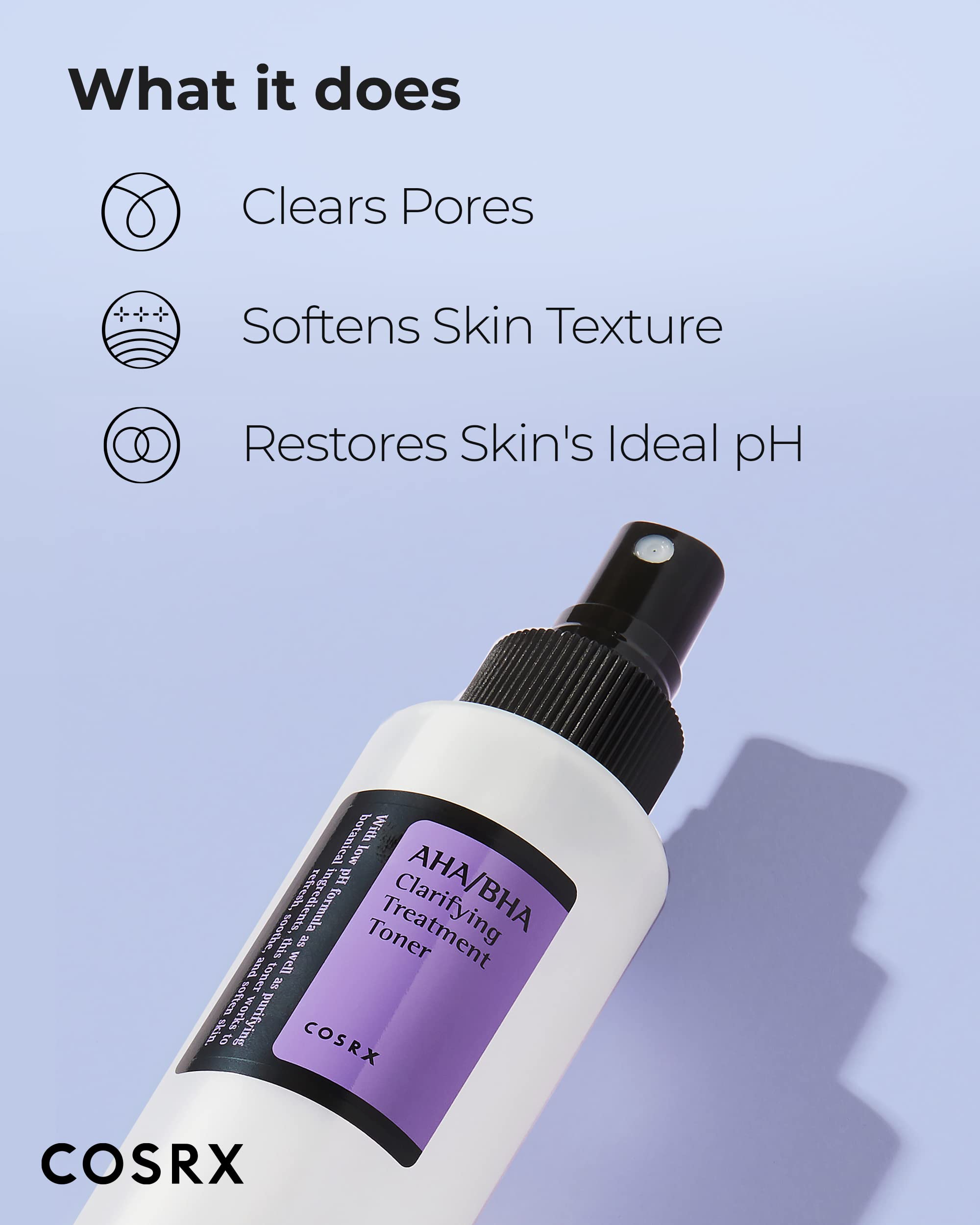 COSRX AHA/BHA Treatment Toner 5.07 fl.oz/ 150ml, Facial Exfoliating Spray for Whiteheads, Pores, & Uneven Skin, Korean Toner, Not Tested on Animals, No Parabens, No Sulfates, Korean Skincare