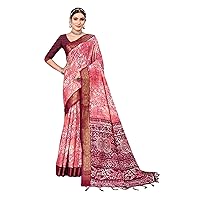 Banarasi Silk Weave Border Saree Blouse Indian Traditional Sari 7563