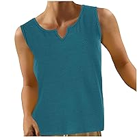 Basic Summer Tank Top Women Casual V Neck Sleeveless Soft T-Shirts Loose Fit Comfy Solid Tunic Loungewear Blouses