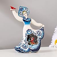 AEVVV Traditional Gzhel Ceramic Bell Doll - Hand-Painted Blue & White Russian Souvenir Figurine, 4.5” Home Decor