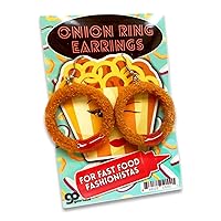 Fried Onion Ring Earrings - Cute Food Jewelry Dangle Earrings for Teens - Funky Womens Novelty Accessories Gag Gifts Women - Dangling Earrings for Girls Weird Stuff