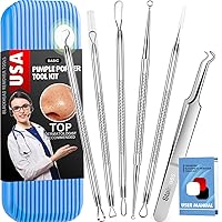 Cbiumpro Pimple Popper Tool Kit, Blackhead Remover Tools, Blackhead Extractor Tool, Zit Popper Tool, Professional Pimple Extractor Tool for Acne, Whitehead, Comedone on Nose - with Case