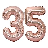 40 Inch Large Number 35 Balloon Foil Balloons Jumbo Foil Helium Balloons for Wedding Birthday Party Festival Decoration Supplies, Rose Gold 35