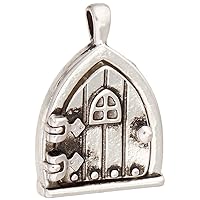 Darice 1-Piece Fairy Charm Triangle Window Door, Antique Silver