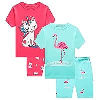 Girls Cotton Pajamas Short Sleeve Pjs Toddler Summer Sleepwear Sets