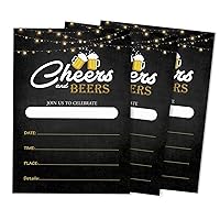 Cheers and Beers Birthday Invitation, Adult Birthday Party Invites, 30 years, 40 years, 50 years, Pack Of 30 Fill In Invitations With Envelopes