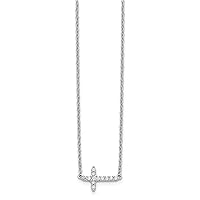 14K White Gold Diamond Cross 18in Necklace