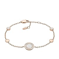 Fossil JF03264791 Classic Bracelet for Women, Total Length: 165 mm + 25 mm Extension Chain, Rose Gold Stainless Steel Bracelet, Stainless Steel, No gemstone