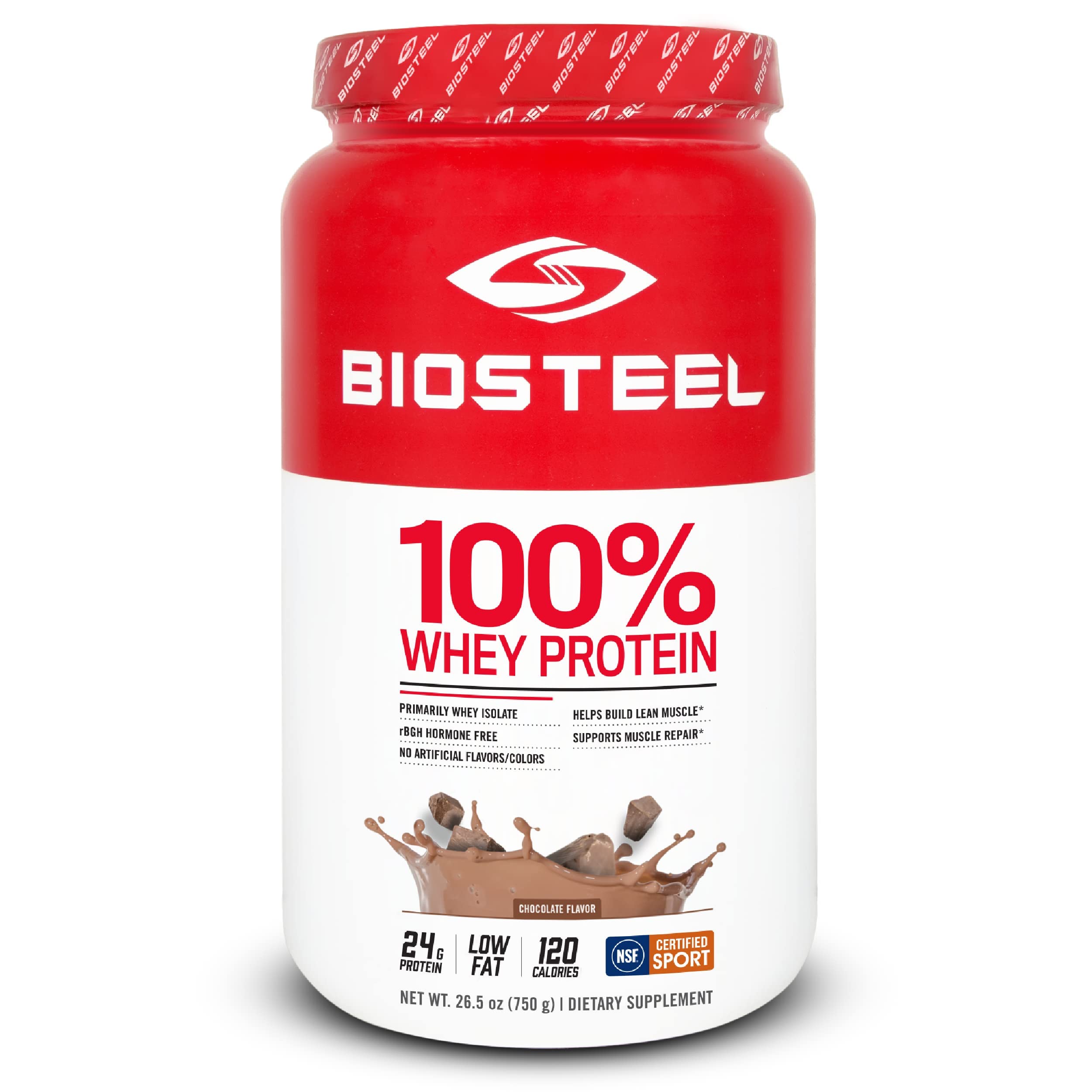 BioSteel 100% Whey Protein Powder, rBGH Hormone Free and Non-GMO Post Workout Formula, Chocolate, 25 Servings