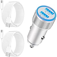 [Apple MFi Certified] iPhone 15 Car Charger Fast Charging, BARMASO 4.8A Dual USB Power USB-C Cigarette Lighter Charger+2Pack USB to Type-C Cable for iPhone 15 Plus/15 Pro/15 Pro Max, iPad Pro/Air/Mini