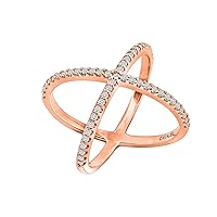 Amazon Collection Sterling Silver Made with Infinite Elements Cubic Zirconia Criss Cross Single X Ring