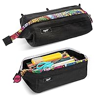 ZIPIT Lenny Pencil Case | Large Capacity Pencil Pouch | Pencil Bag for School, College and Office (Black)