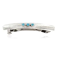 $200Tag Silver Navajo Certified Natural Turquoise Native Hair Barrette 10346-1 Made by Loma Siiva