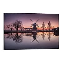 Dutch Travel Photography Art Deco - Dutch Windmill Poster - Home Wall Canvas Print Decorative Art Ae Canvas Painting Posters And Prints Wall Art Pictures for Living Room Bedroom Decor 16x24inch(40x60
