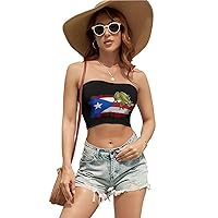 Puerto Rico Frog Women's Sexy Crop Top Casual Sleeveless Tube Tops Clubwear for Raves Party