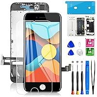 for iPhone 8/ SE 2020 2nd Generation Screen Replacement Black, Full Assembly 4.7 inch LCD Touch Digitizer for A2275, A2298, A2296 with Waterproof Seal+Repair Tools+Screen Protector