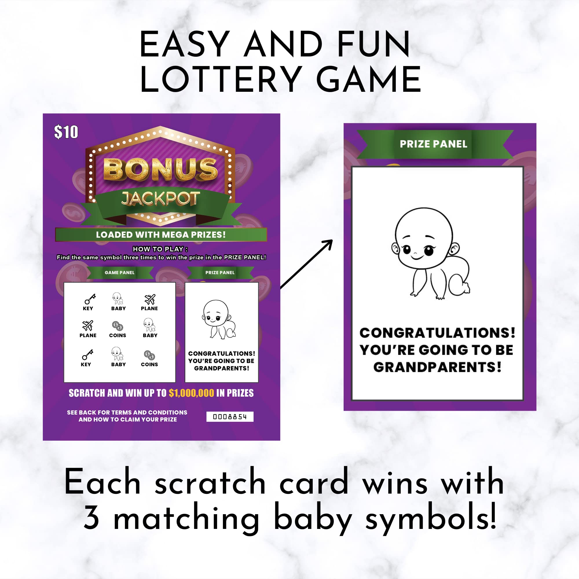 Zoschie 2 Pregnancy Announcement for Grandparents Lottery Ticket Scratch Off Cards - Grandparents Baby Announcement and Pregnancy Reveal Gift, Baby Surprise Scratchers for Grandma, Grandpa and Family