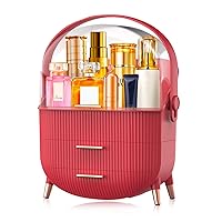 Egg Shape(Oval) Makeup Storage Box, Countertop Portable Vanity Cosmetics Organizer Preppy