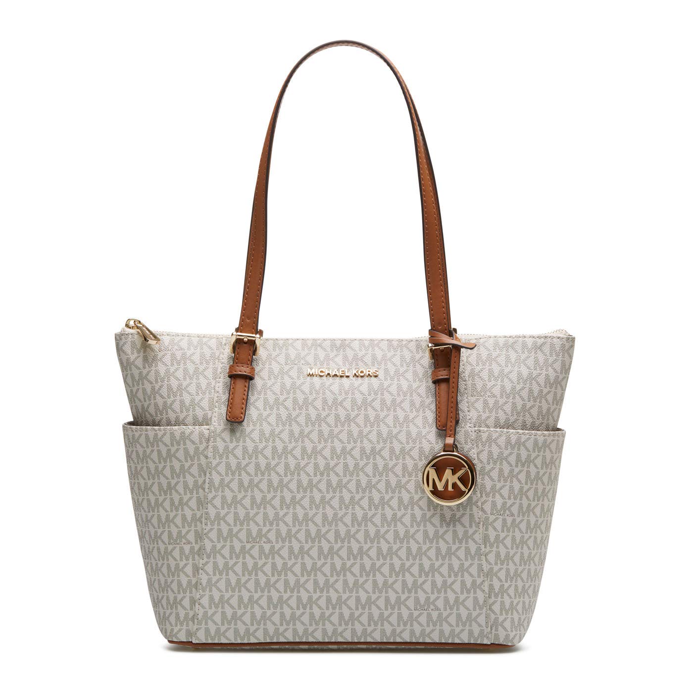 White Michael Kors gold Hardware  Saffiano leather Handbag Mk handbags