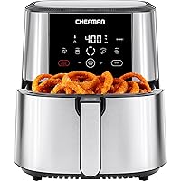 Chefman TurboFry® Touch Air Fryer, XL 8-Qt Family Size, One-Touch Digital Control Presets, French Fries, Chicken, Meat, Fish, Nonstick Dishwasher-Safe Parts, Automatic Shutoff, Stainless Steel