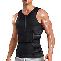 Sauna Vest for Men with Waist Trainer Zipper Neoprene Sauna Sweat Suit Tank Top Workout Waist Trimmer Vest