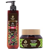 Organic Body Lotion With Lily Lotus And Organic Face Moisturizer With SPF With Rose Eladi, Natural Ayurveda Products Suitable For All Skin Types, For Women And Men