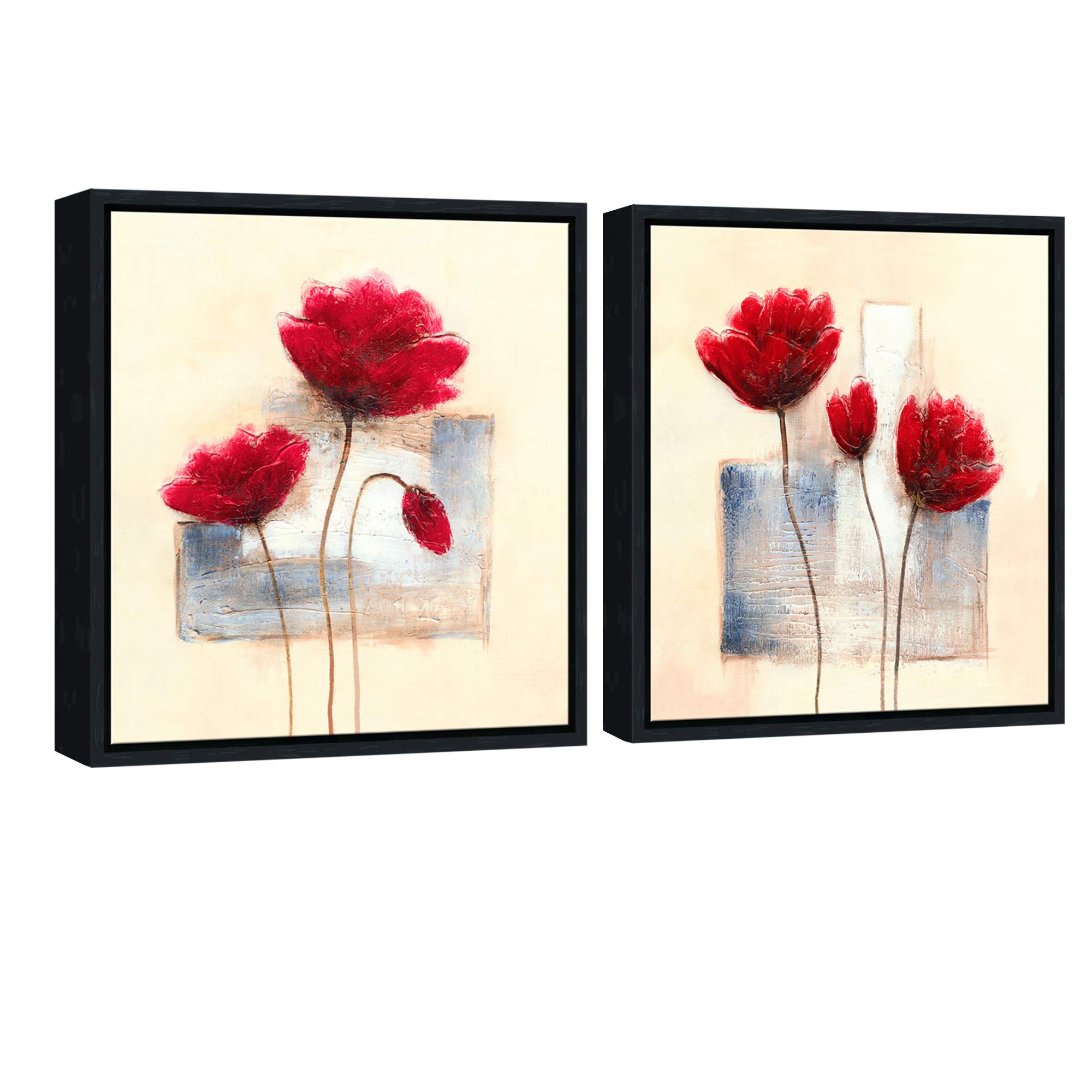 Wieco Art Framed Wall Art Charming Spring Canvas Prints Abstract Floral Oil Paintings Style Pictures on Canvas Wall Art Framed Canvas Wall Decor fo...