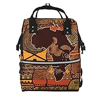 African Map Ethnic Pattern Print Diaper Bag Multifunction Laptop Backpack Travel Daypacks Large Nappy Bag