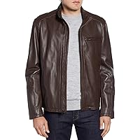 Cole Haan mens Smooth Lamb Leather Moto Jacket