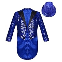 YiZYiF Sequin Dress Suit Blazer for Boys Kids Shiny Tuxedo Tailcoat Party Jacket Lapel Dance Performance Costume
