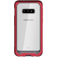Ghostek Atomic Slim Galaxy S10e Clear Case with Space Metal Bumper Super Heavy Duty Protection Military Grade Shockproof Design and Wireless Charging Compatible 2019 Galaxy S10e (5.8 Inch) - (Red)