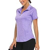 LURANEE Women's Short Sleeve Moisture Wicking Athletic Shirts Quarter Zip Pullover